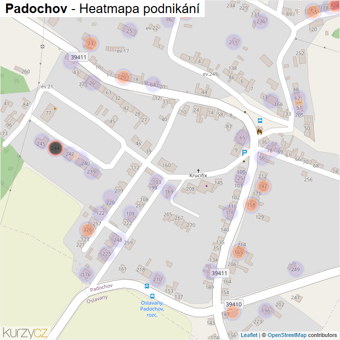 Mapa Padochov - Firmy v části obce.