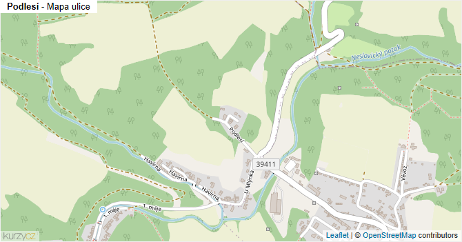 Podlesí - mapa ulice