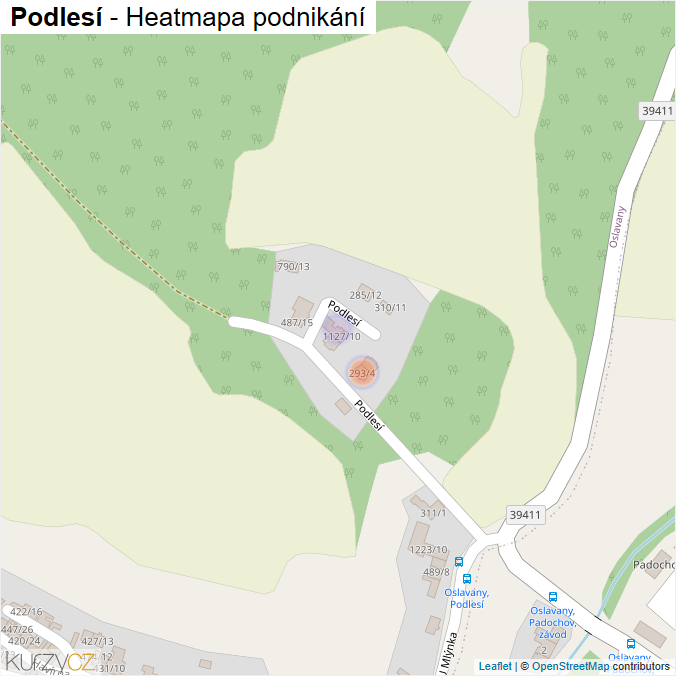 Mapa Podlesí - Firmy v ulici.