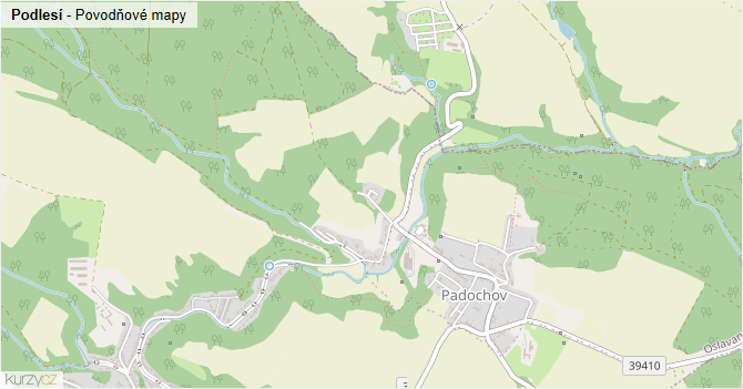 Podlesí - záplavové mapy stoleté vody
