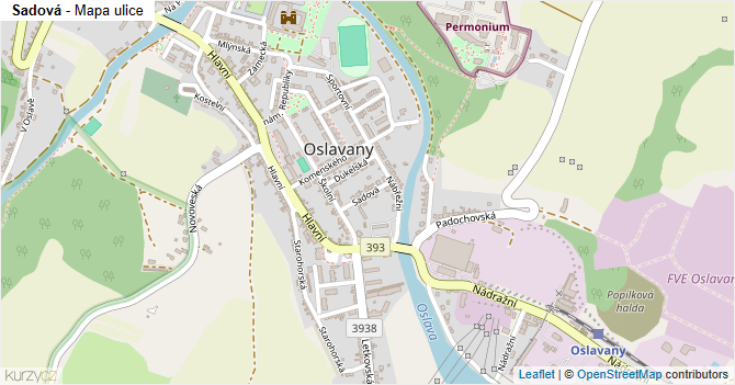 Sadová - mapa ulice