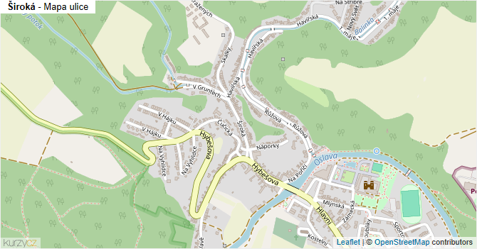Široká - mapa ulice