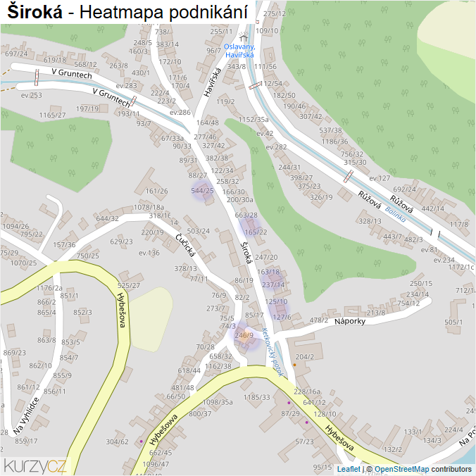 Mapa Široká - Firmy v ulici.