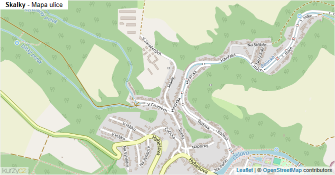 Skalky - mapa ulice