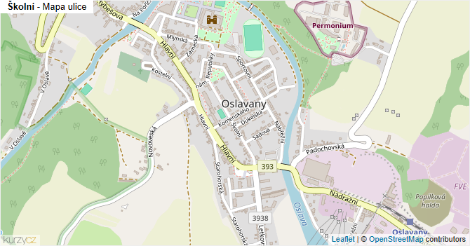 Školní - mapa ulice