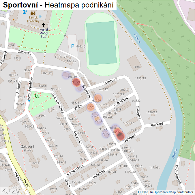Mapa Sportovní - Firmy v ulici.