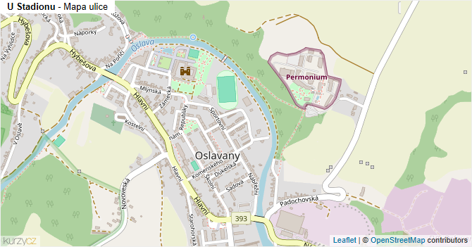 U Stadionu - mapa ulice