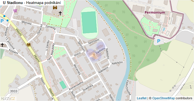 U Stadionu - mapa podnikání