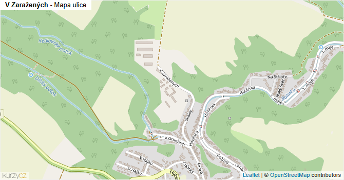 V Zaražených - mapa ulice