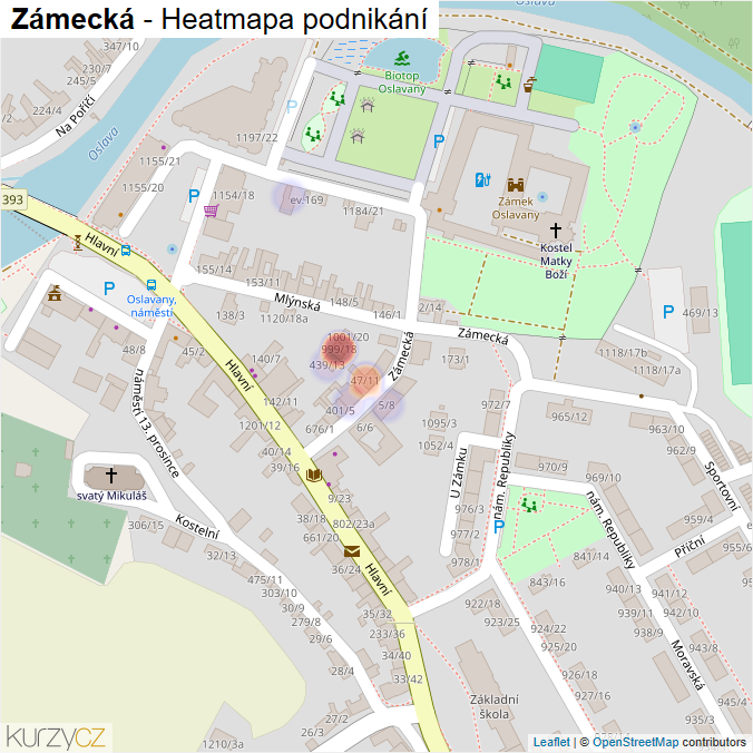 Mapa Zámecká - Firmy v ulici.