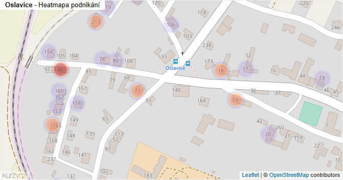 Oslavice - mapa podnikání