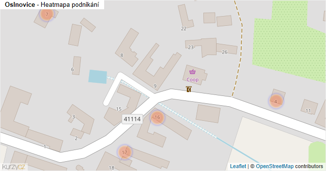 Oslnovice - mapa podnikání