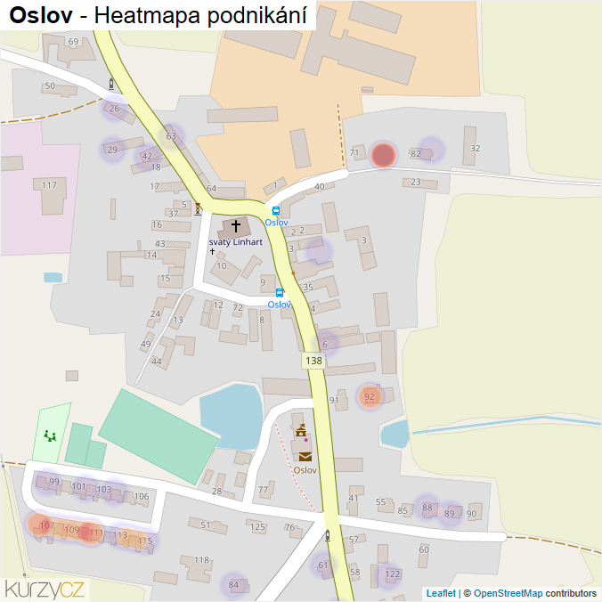 Mapa Oslov - Firmy v části obce.