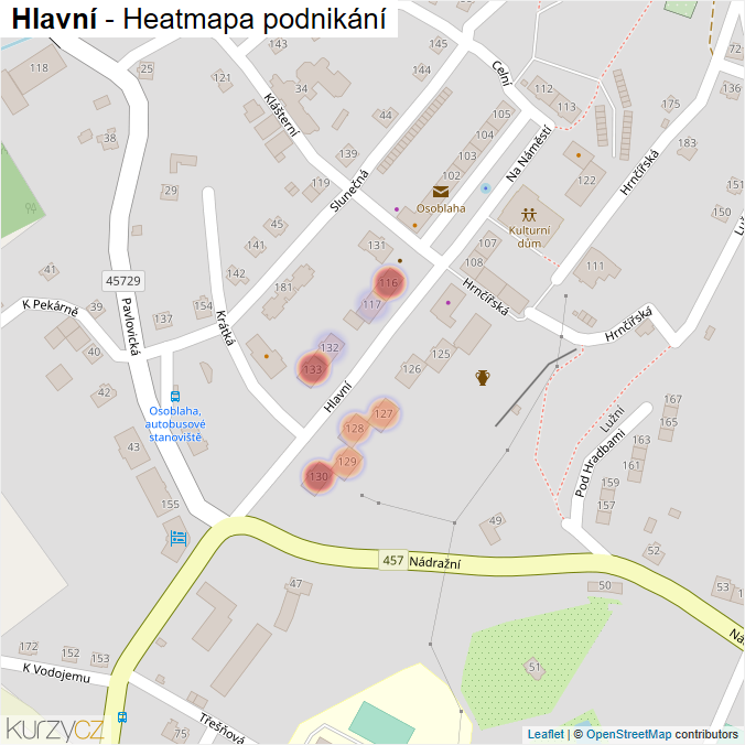 Mapa Hlavní - Firmy v ulici.