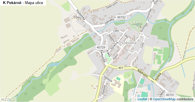 K Pekárně - mapa ulice