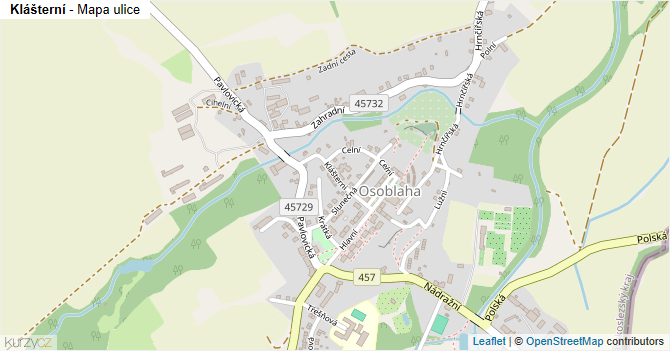 Klášterní - mapa ulice