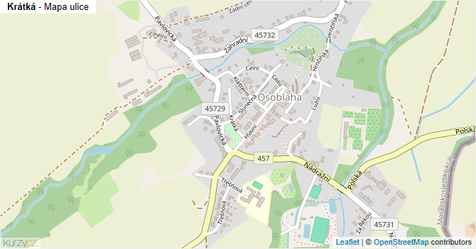 Krátká - mapa ulice