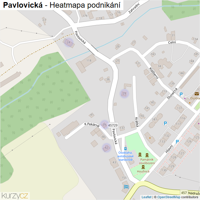 Mapa Pavlovická - Firmy v ulici.