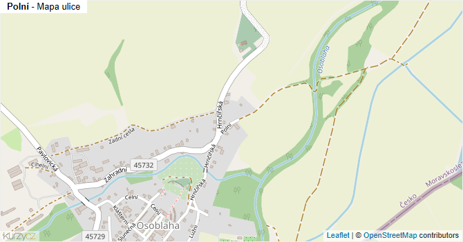 Polní - mapa ulice