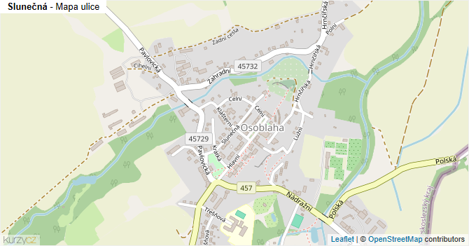 Slunečná - mapa ulice