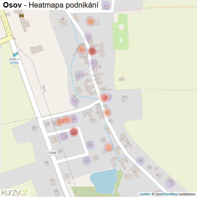 Mapa Osov - Firmy v části obce.