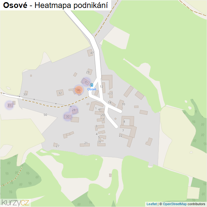 Mapa Osové - Firmy v části obce.