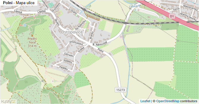 Polní - mapa ulice