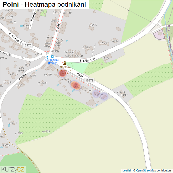 Mapa Polní - Firmy v ulici.