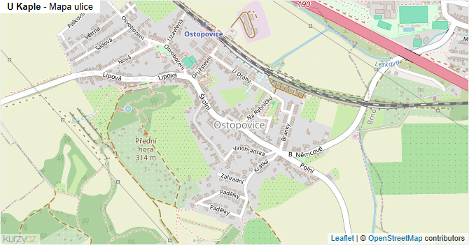 U Kaple - mapa ulice