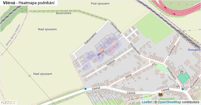 Větrná - mapa podnikání