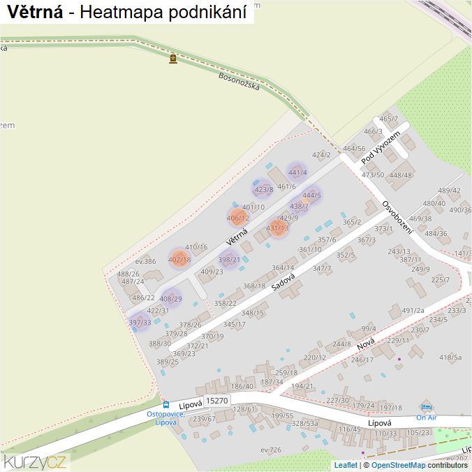 Mapa Větrná - Firmy v ulici.