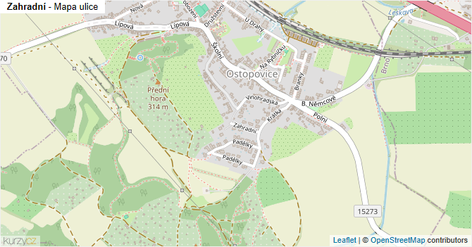 Zahradní - mapa ulice