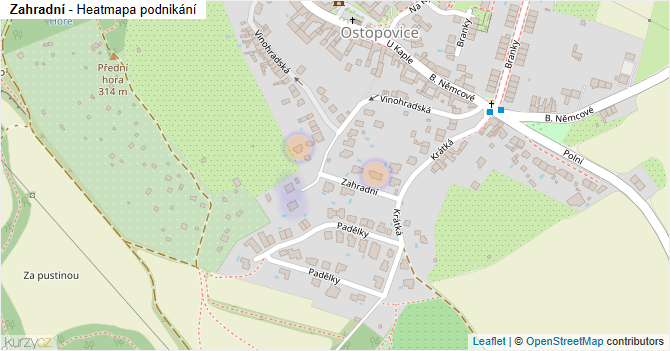 Zahradní - mapa podnikání
