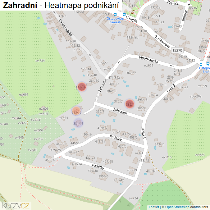 Mapa Zahradní - Firmy v ulici.