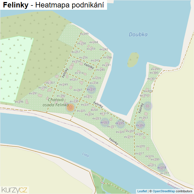Mapa Felinky - Firmy v ulici.