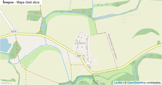 Šnepov - mapa části obce