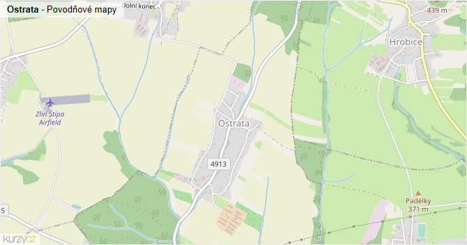 Ostrata - záplavové mapy stoleté vody