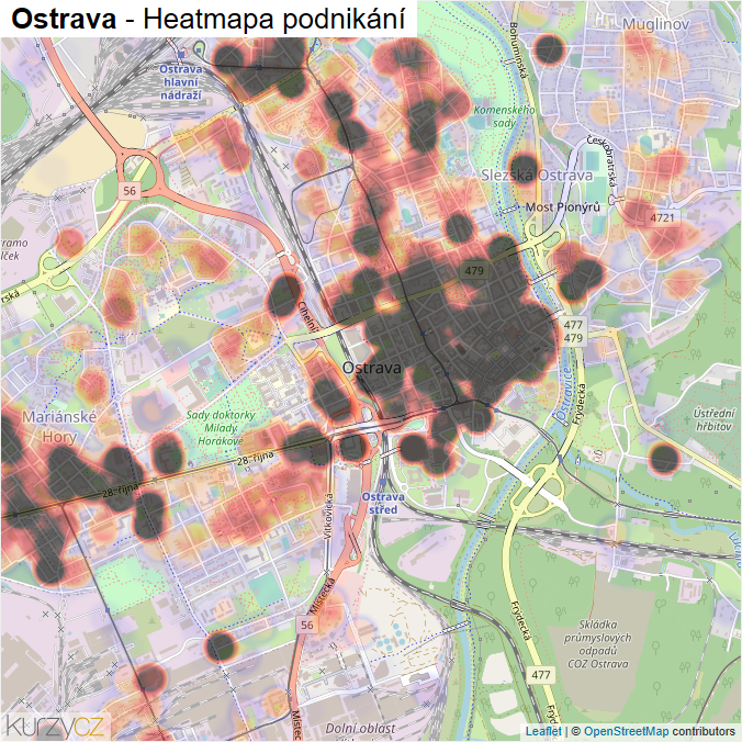 Mapa Ostrava - Firmy v obci.