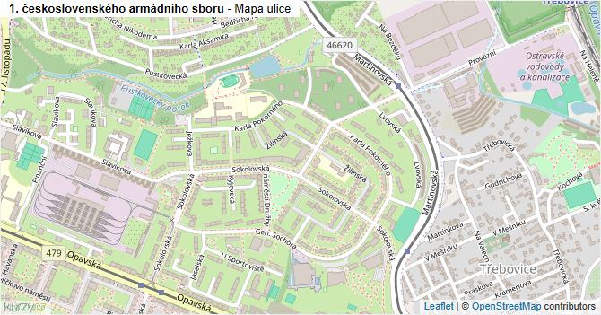 1. československého armádního sboru - mapa ulice