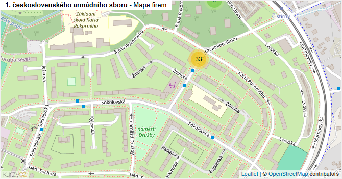 1. československého armádního sboru - mapa firem