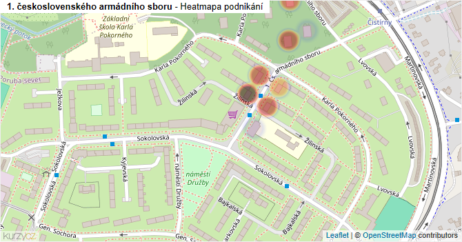 1. československého armádního sboru - mapa podnikání
