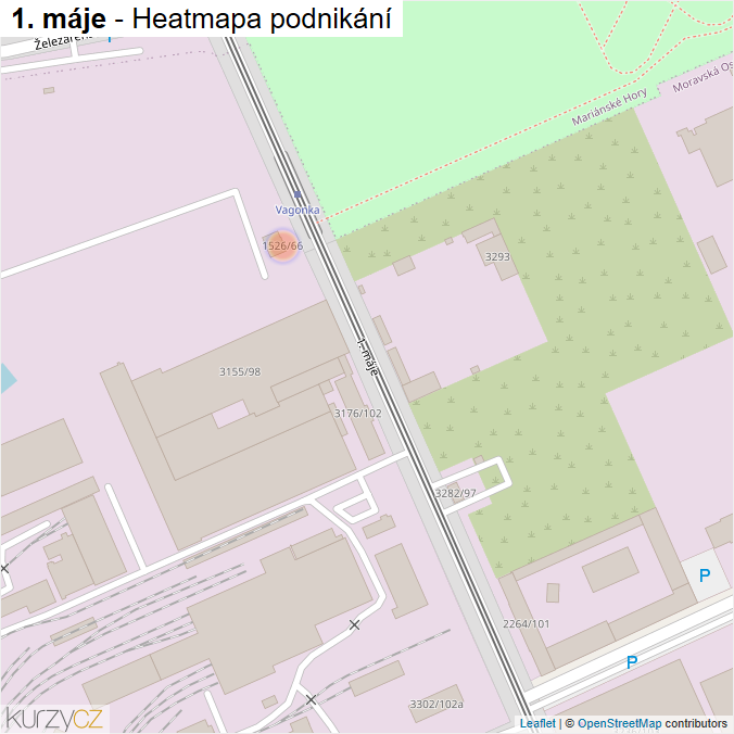 Mapa 1. máje - Firmy v ulici.