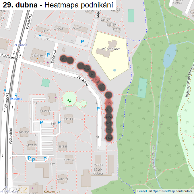 Mapa 29. dubna - Firmy v ulici.