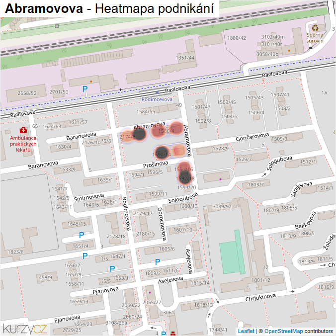 Mapa Abramovova - Firmy v ulici.