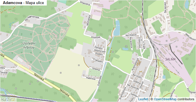 Adamcova - mapa ulice