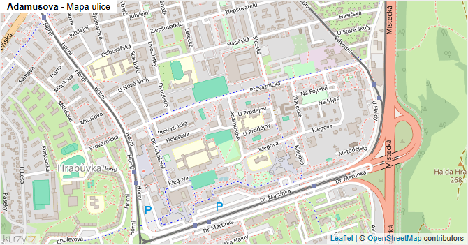 Adamusova - mapa ulice