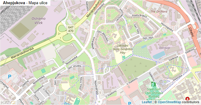 Ahepjukova - mapa ulice