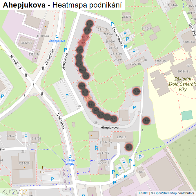Mapa Ahepjukova - Firmy v ulici.
