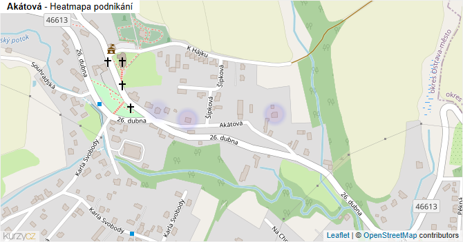 Akátová - mapa podnikání