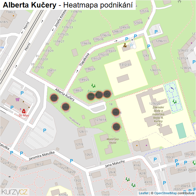 Mapa Alberta Kučery - Firmy v ulici.